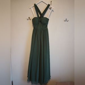 Azazie Eucalyptus Dress. Floor length bridesmaid dress